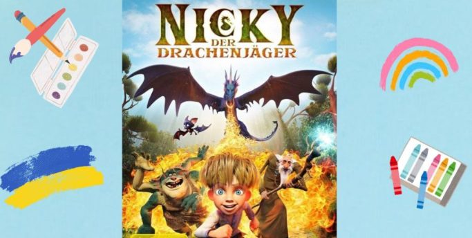 Nicky kämpft mit Drachen in einer bunten, fantasievollen Umgebung.